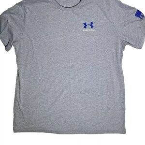 Under Armour Freedom Flag T Shirt 2XL Mens Gray Loose Fit Short Sleeve